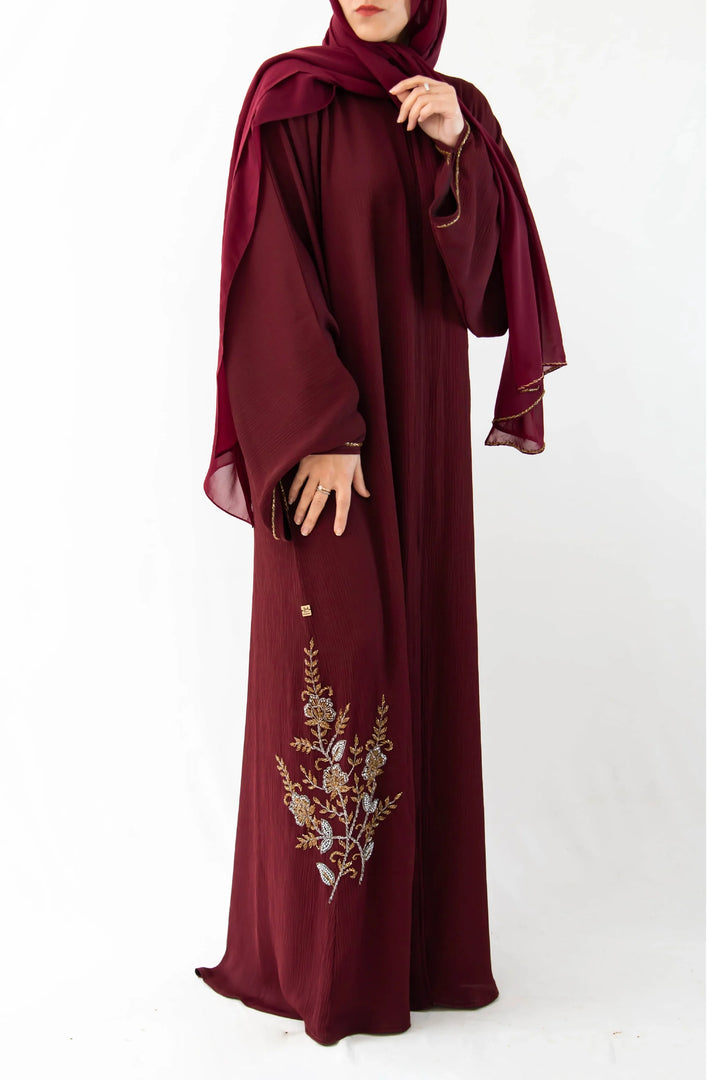 Maroon bridal Abaya