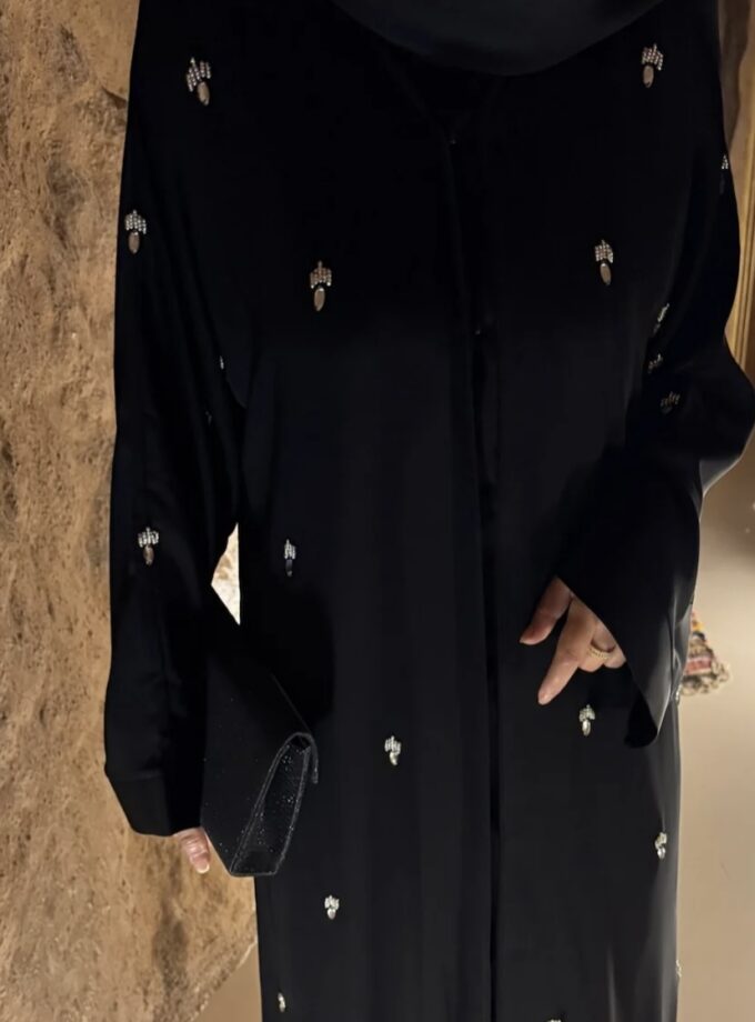 Stone work black Abaya