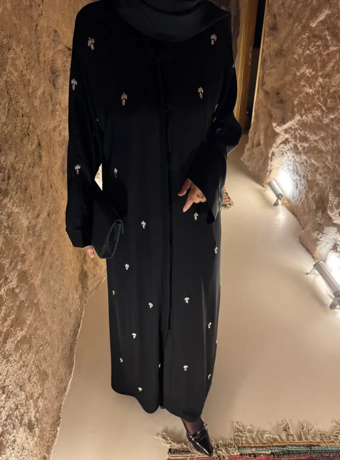 Stone work black Abaya