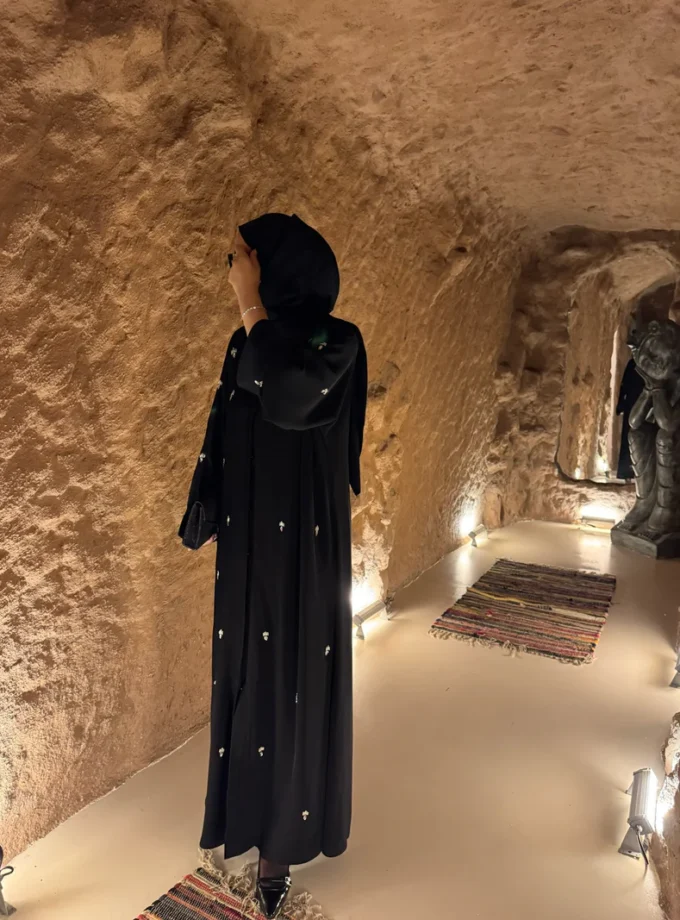 Stone work black Abaya