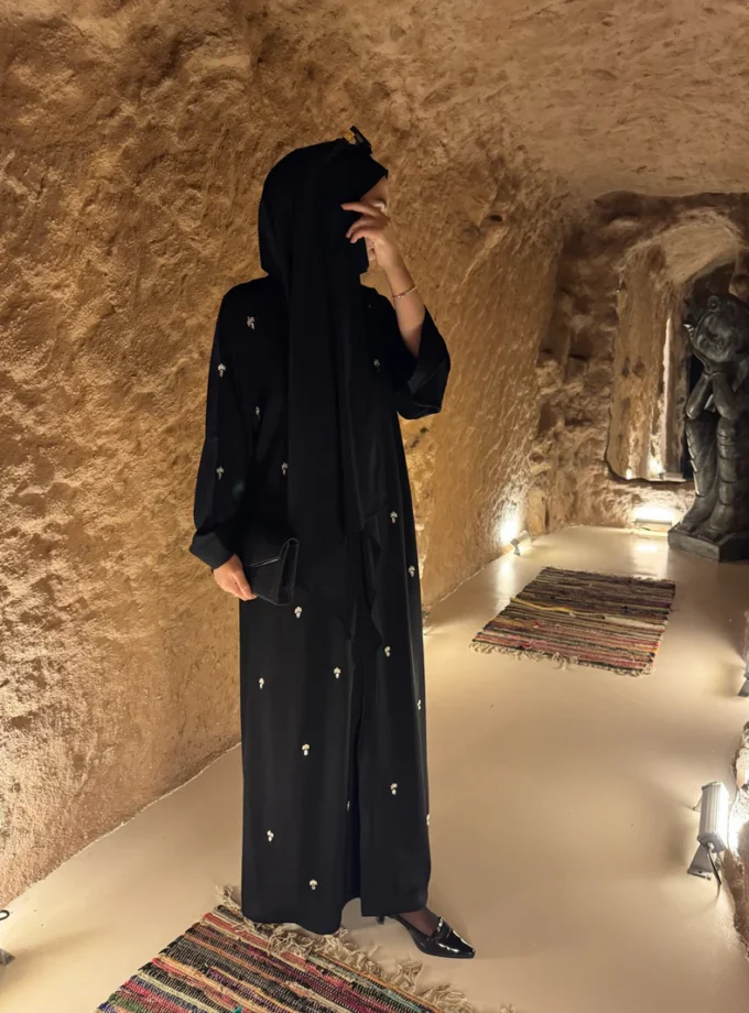Stone work black Abaya